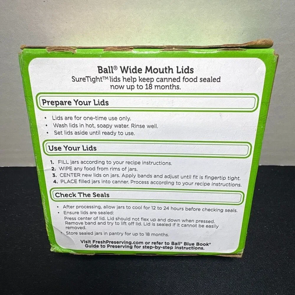 Ball SureTight Wide Mouth 12 Pack BPA Free Made in USA Canning Lids